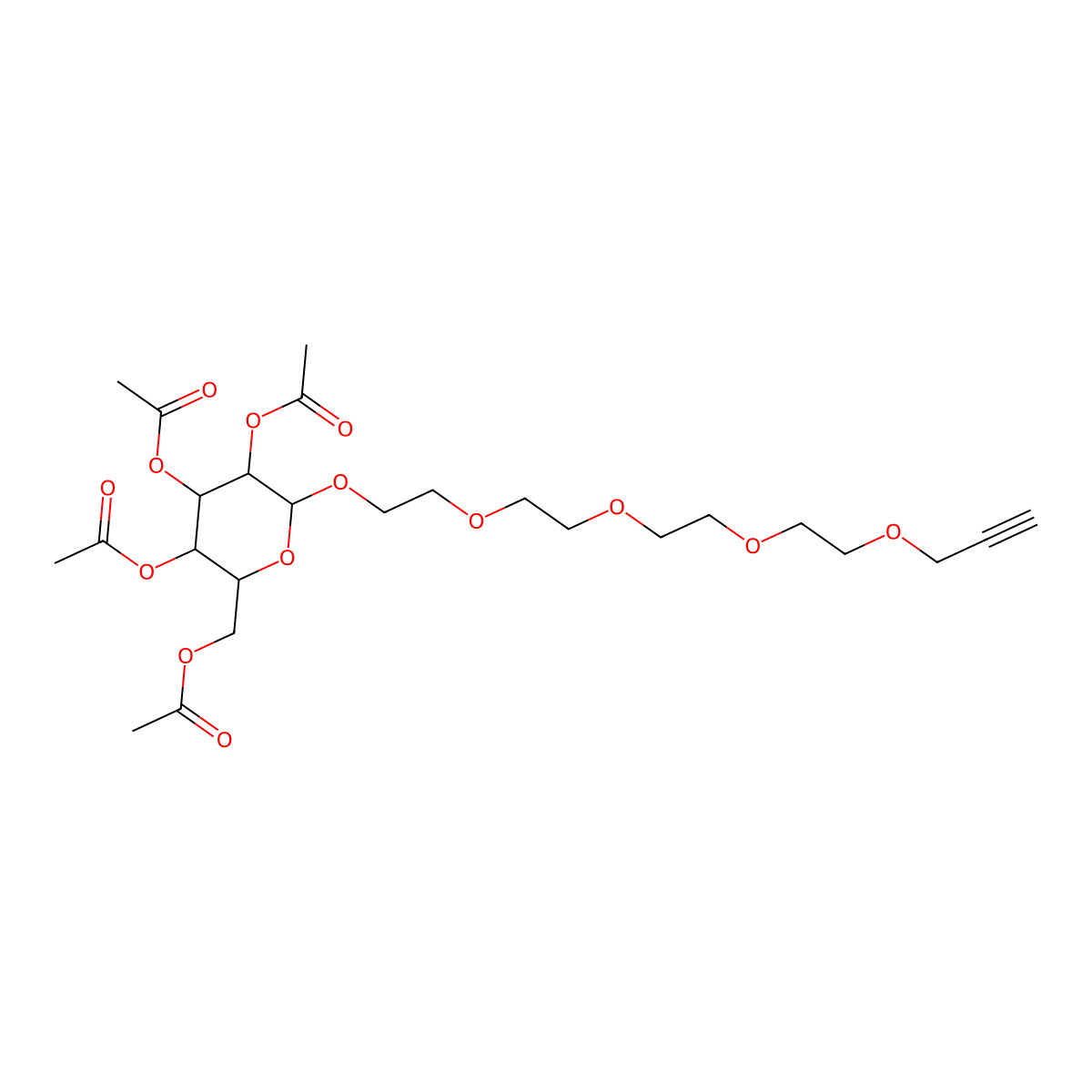 Propargyl-PEG5-tetra-Ac-beta-D-glucose molecular structure, CAS 1360446-31-6