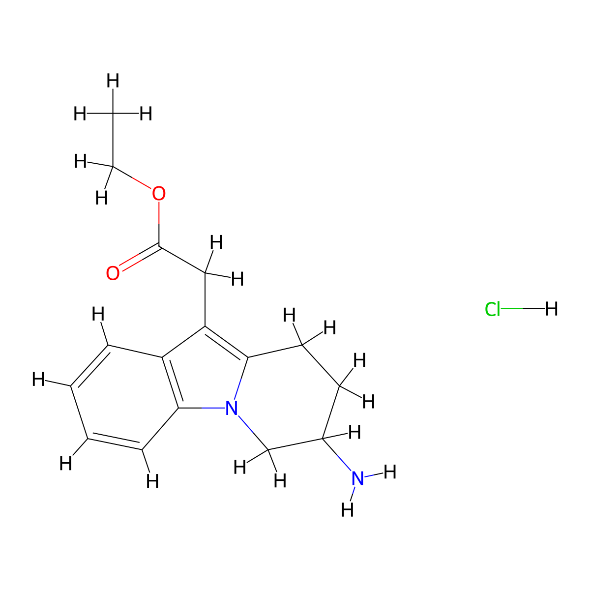 Ethyl 2-(7-amino-6,7,8,9-tetrahydropyrido[1,2-a]indol-10-yl)acetate;hydrochloride molecular structure, CAS 1360470-80-9