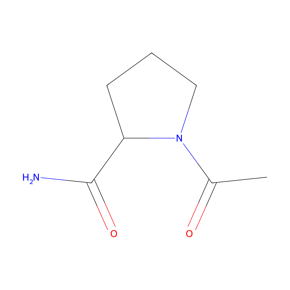 (2R)-1-acetylpyrrolidine-2-carboxamide molecular structure, CAS 136051-77-9