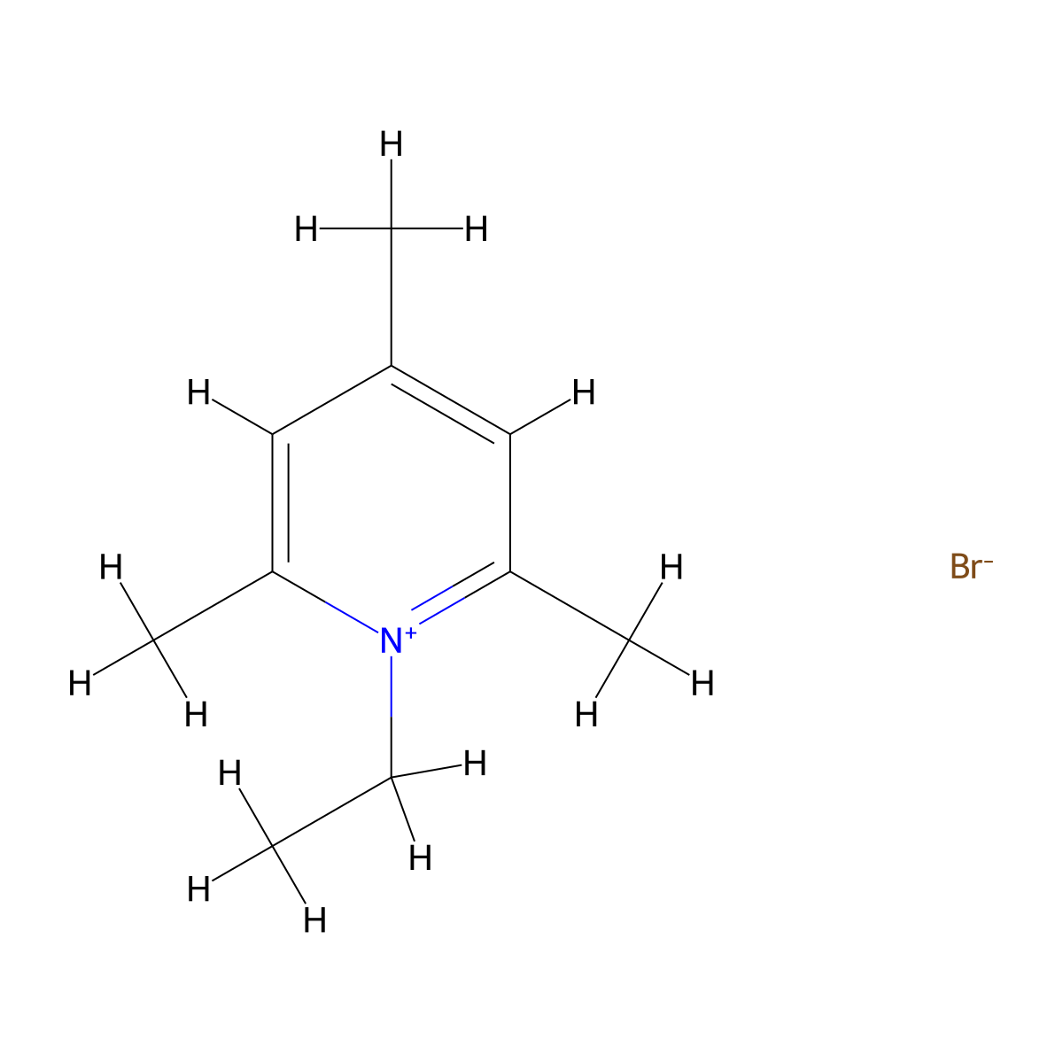 N-ethyl-2,4,6-trimethylpyridinium bromide molecular structure, CAS 136053-13-9