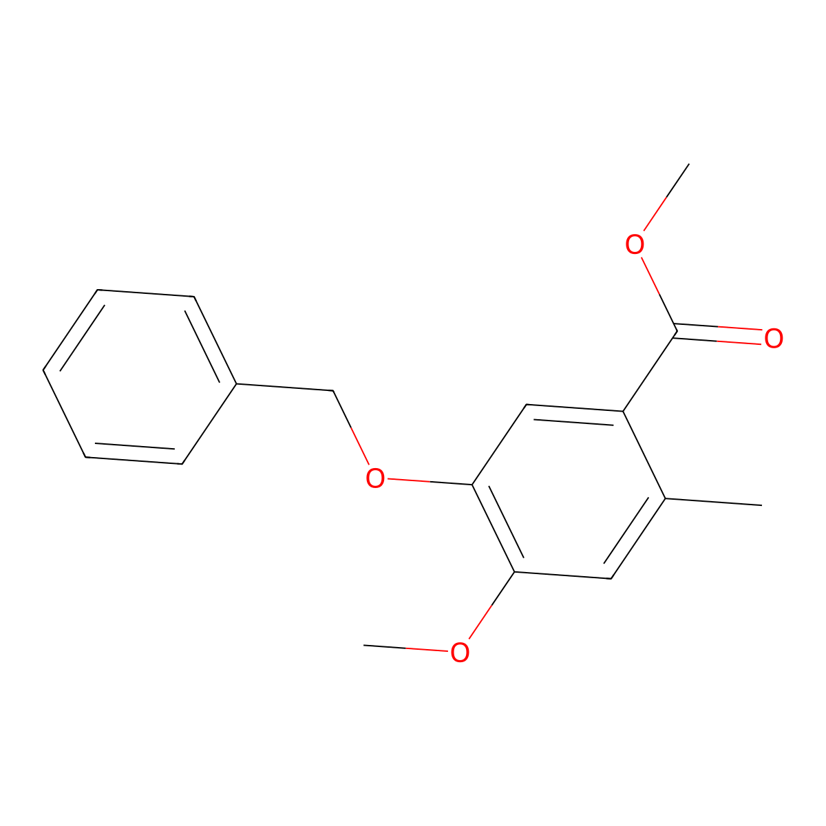 Methyl 5-(benzyloxy)-4-methoxy-2-methylbenzoate molecular structure, CAS 1360546-62-8