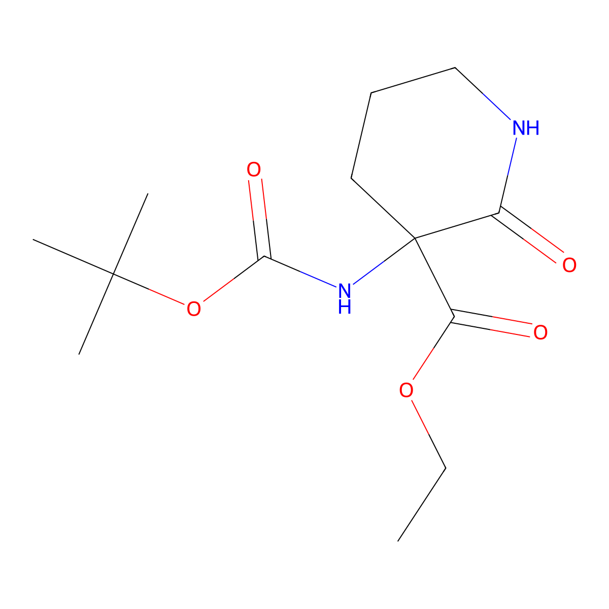 rac 3-Bocamino-2-oxo-piperidine-3-carboxylic acid ethyl ester molecular structure, CAS 1360547-42-7
