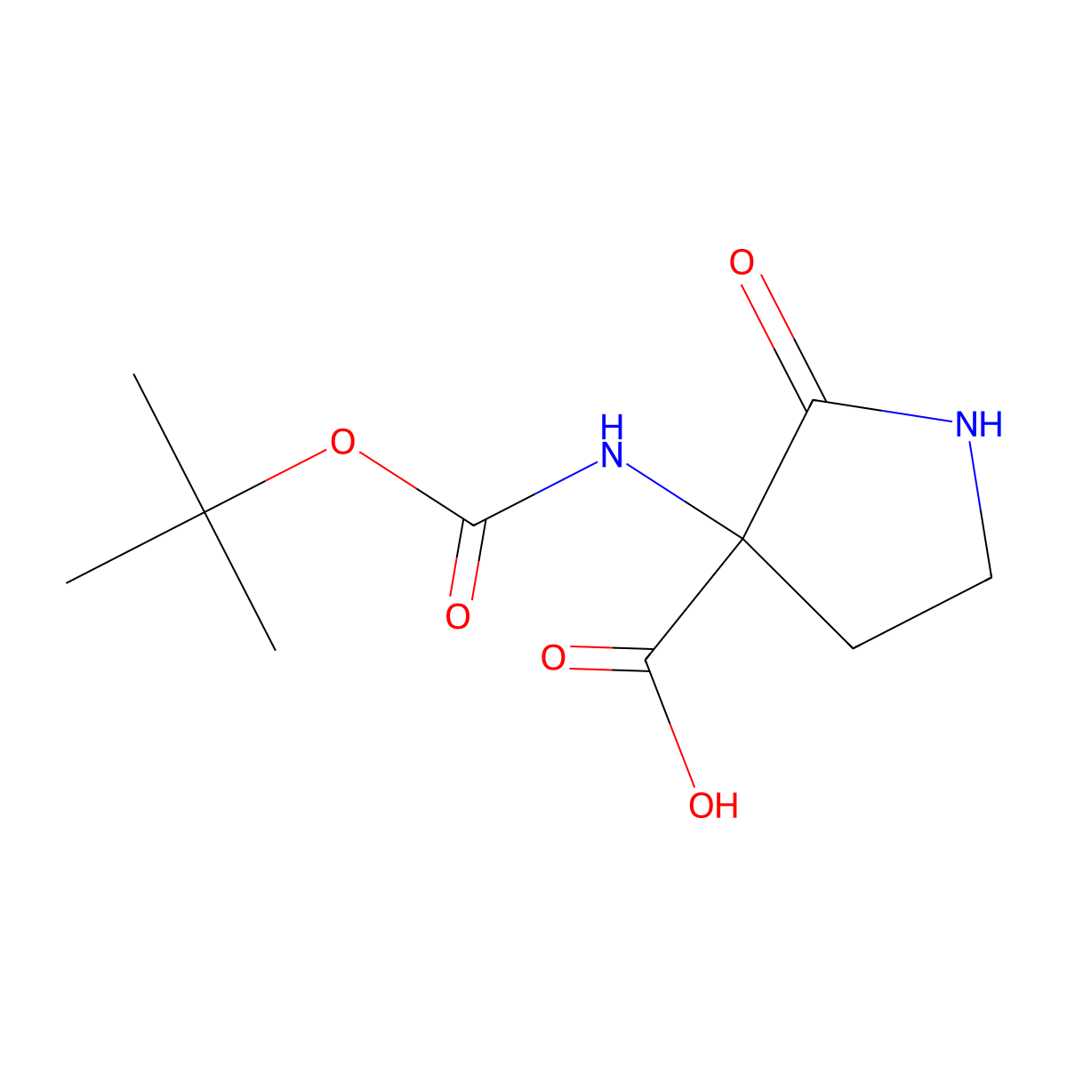 3-Bocamino-2-oxo-pyrrolidine-3-carboxylic acid molecular structure, CAS 1360547-46-1