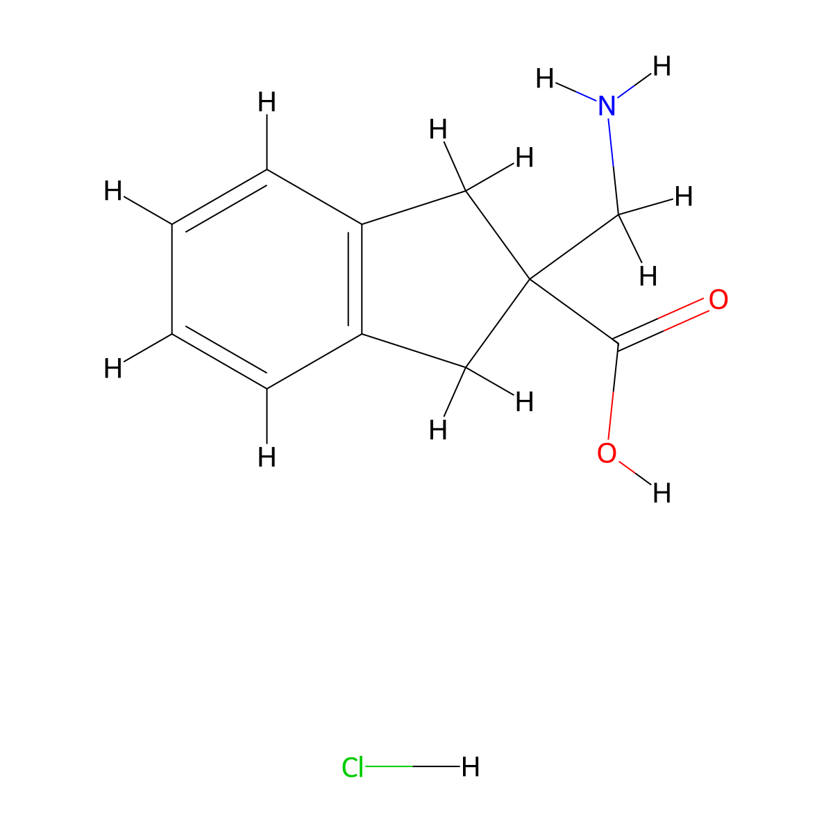 2-Aminomethyl-indan-2-carboxylic acid hydrochloride molecular structure, CAS 1360547-49-4