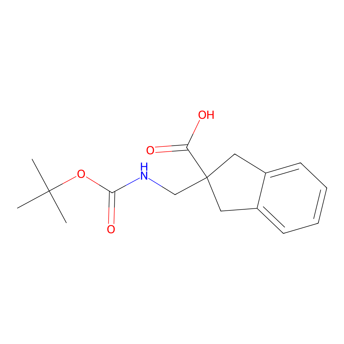 2-Bocaminomethyl-indan-2-carboxylic acid molecular structure, CAS 1360547-53-0