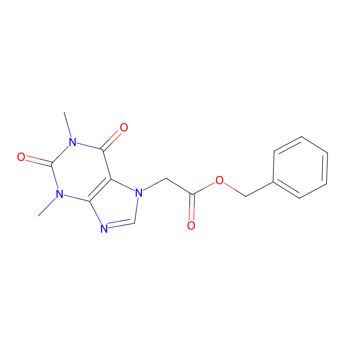 benzyl (1,3-dimethyl-2,6-dioxo-1,2,3,6-tetrahydro-7H-purin-7-yl)acetate molecular structure, CAS 136055-89-5