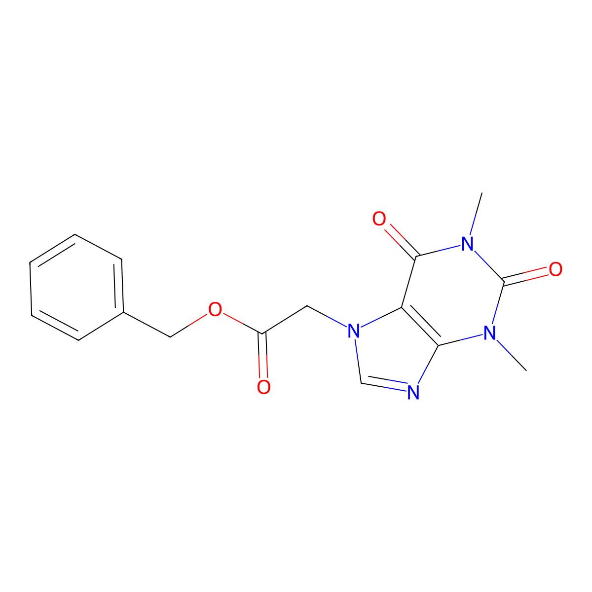 benzyl (1,3-dimethyl-2,6-dioxo-1,2,3,6-tetrahydro-7H-purin-7-yl)acetate molecular structure, CAS 136055-89-5