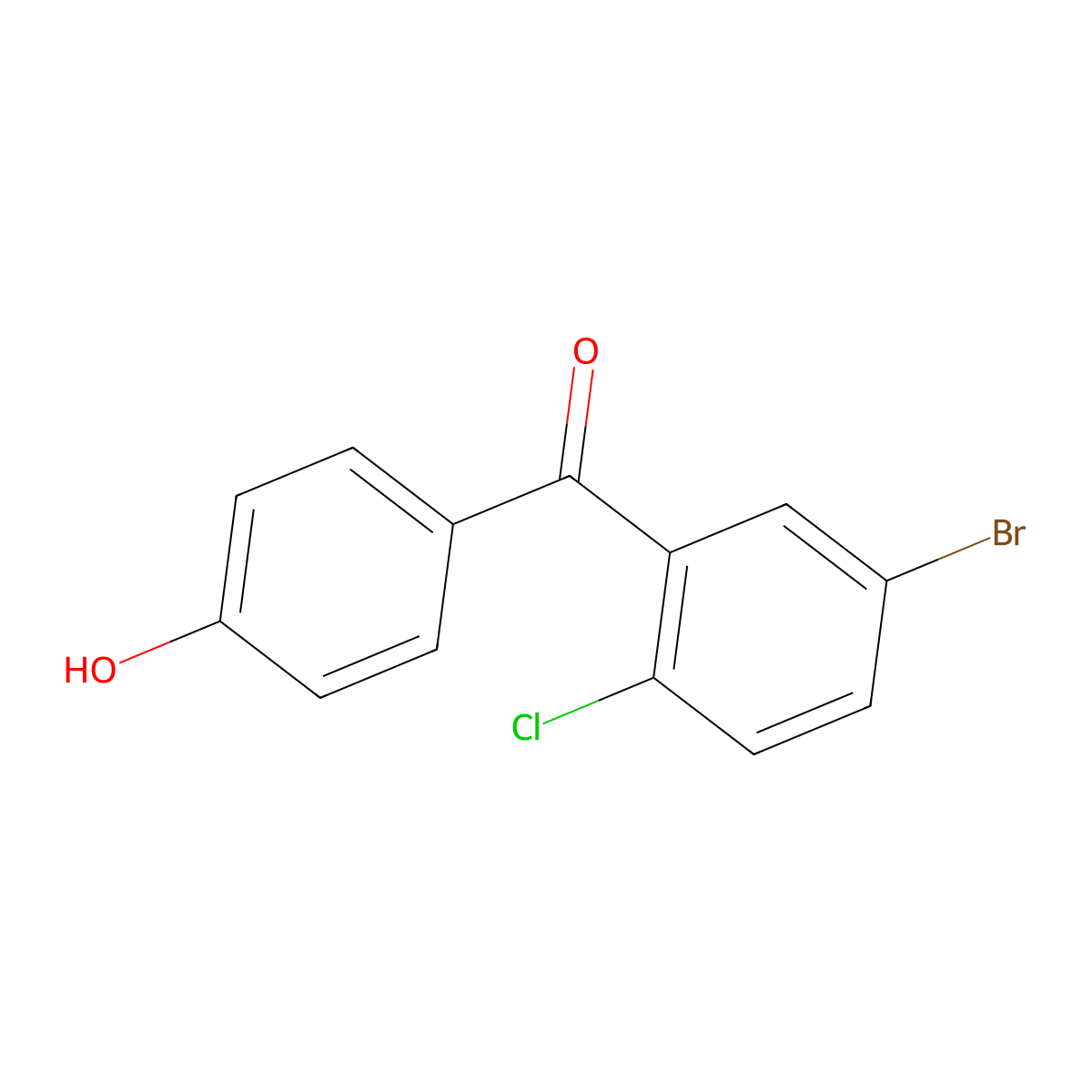 (5-Bromo-2-chlorophenyl)(4-hydroxyphenyl)methanone molecular structure, CAS 1360568-68-8