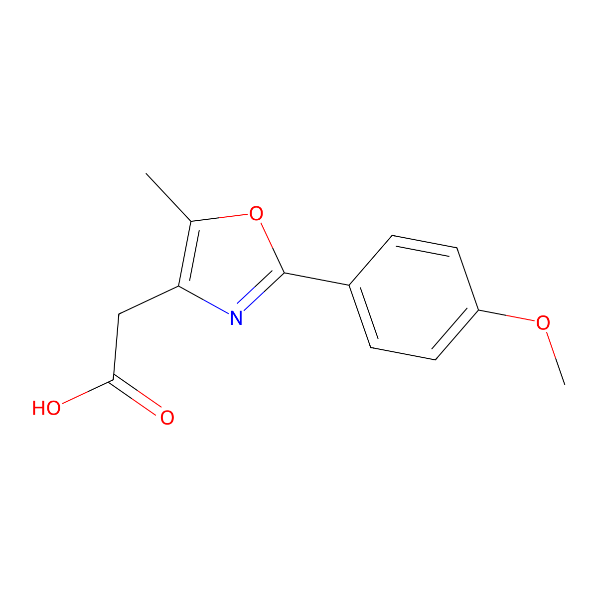 2-[2-(4-methoxyphenyl)-5-methyl-1,3-oxazol-4-yl]acetic Acid molecular structure, CAS 136058-68-9
