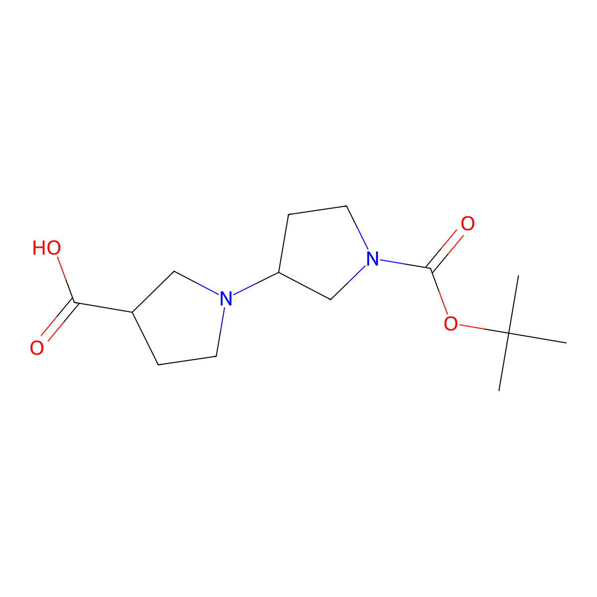 1-(1-(Tert-butoxycarbonyl)pyrrolidin-3-YL)pyrrolidine-3-carboxylic acid molecular structure, CAS 1360587-65-0
