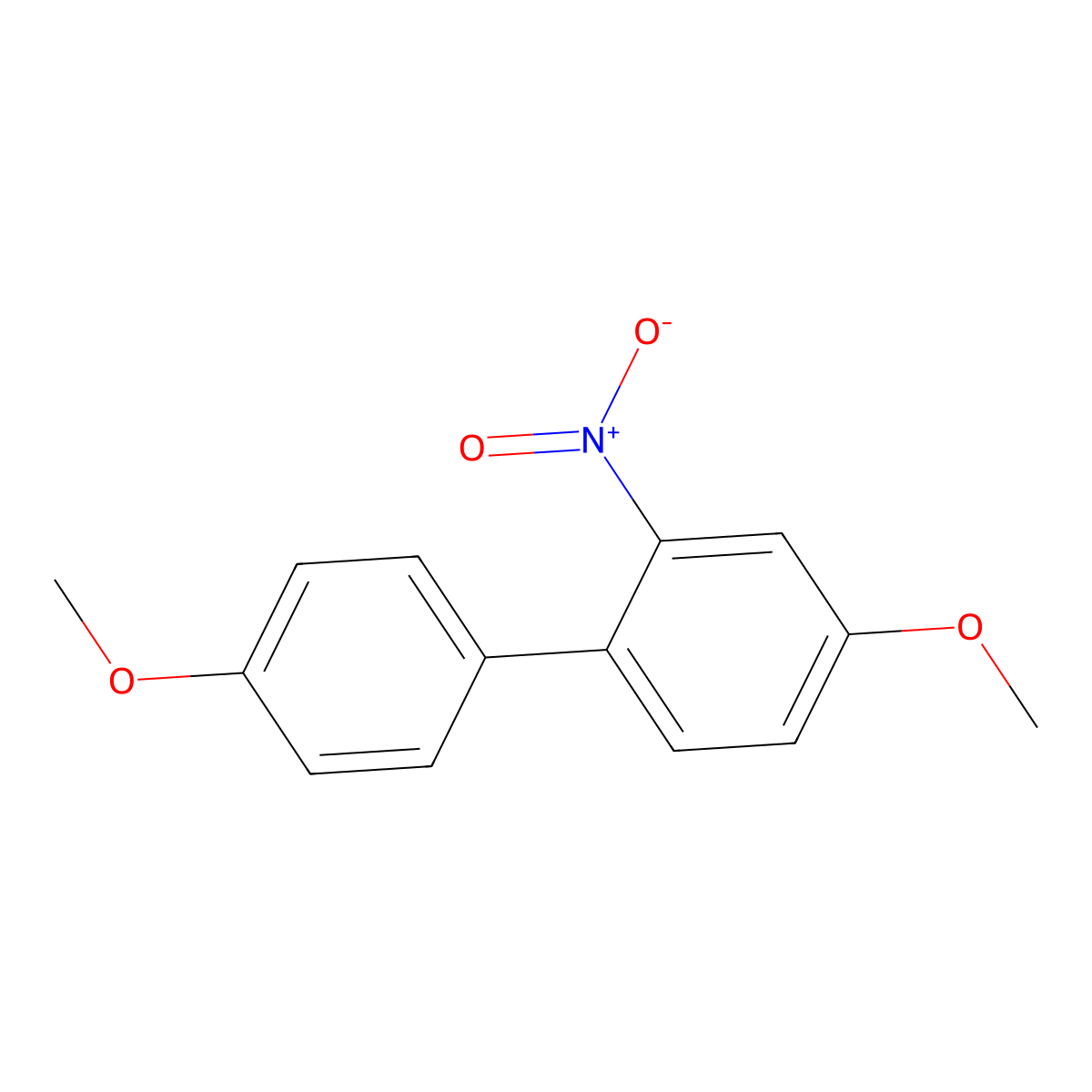 4,4'-Dimethoxy-2-nitro-1,1'-biphenyl molecular structure, CAS 13606-06-9