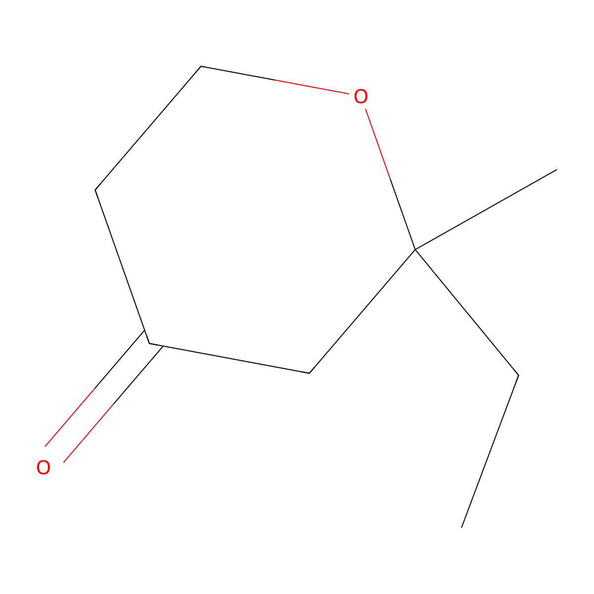 2-Ethyl-2-methyloxan-4-one molecular structure, CAS 13606-58-1