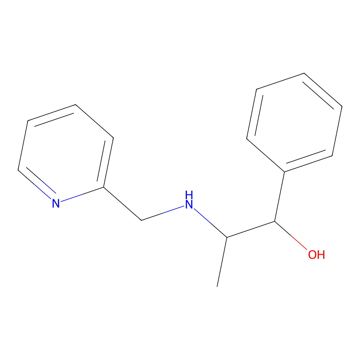 1-Phenyl-2-(pyridin-2-ylmethylamino)propan-1-ol molecular structure, CAS 13606-99-0