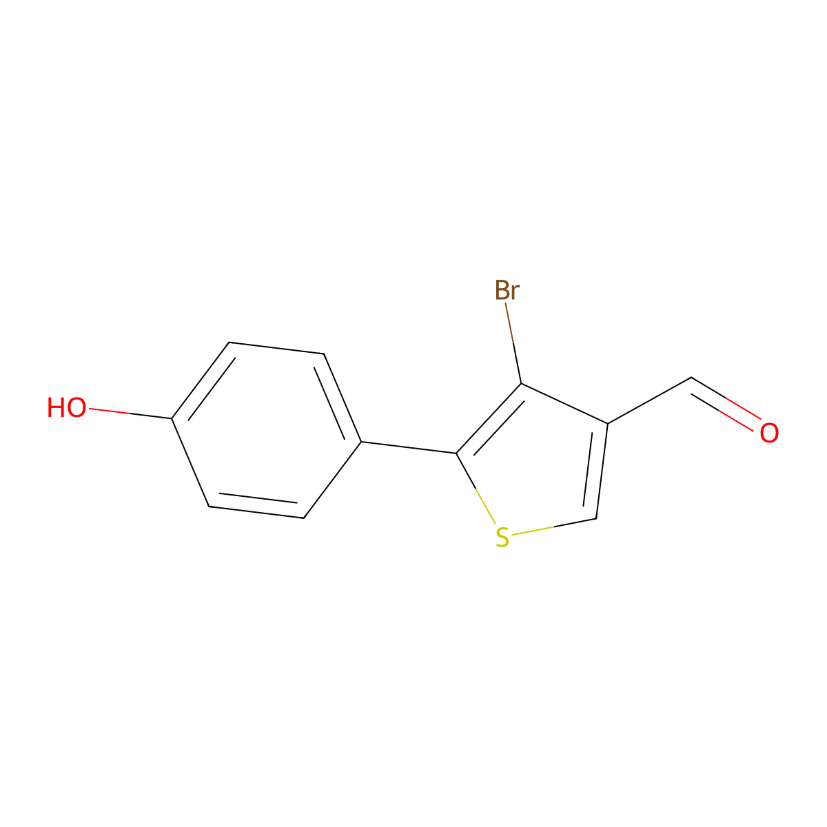 4-Bromo-5-(4-hydroxyphenyl)thiophene-3-carbaldehyde molecular structure, CAS 1360605-11-3
