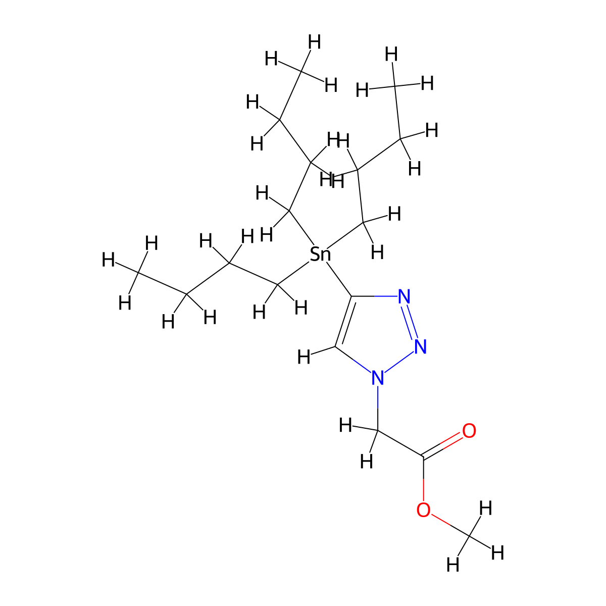 methyl 2-(4-(tributylstannyl)-1H-1,2,3-triazol-1-yl)acetate molecular structure, CAS 1360607-65-3