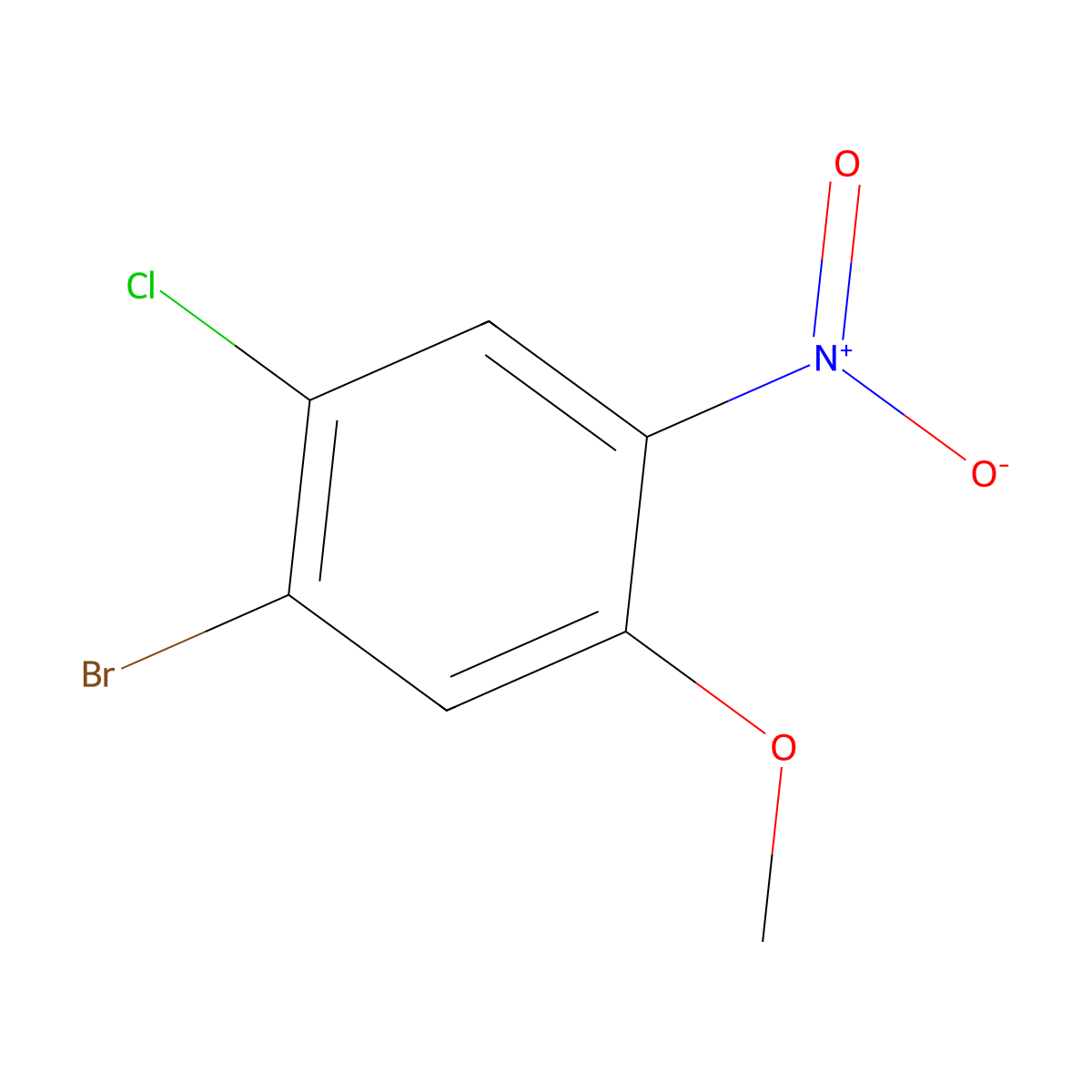 1-Bromo-2-chloro-5-methoxy-4-nitrobenzene molecular structure, CAS 1360616-77-8
