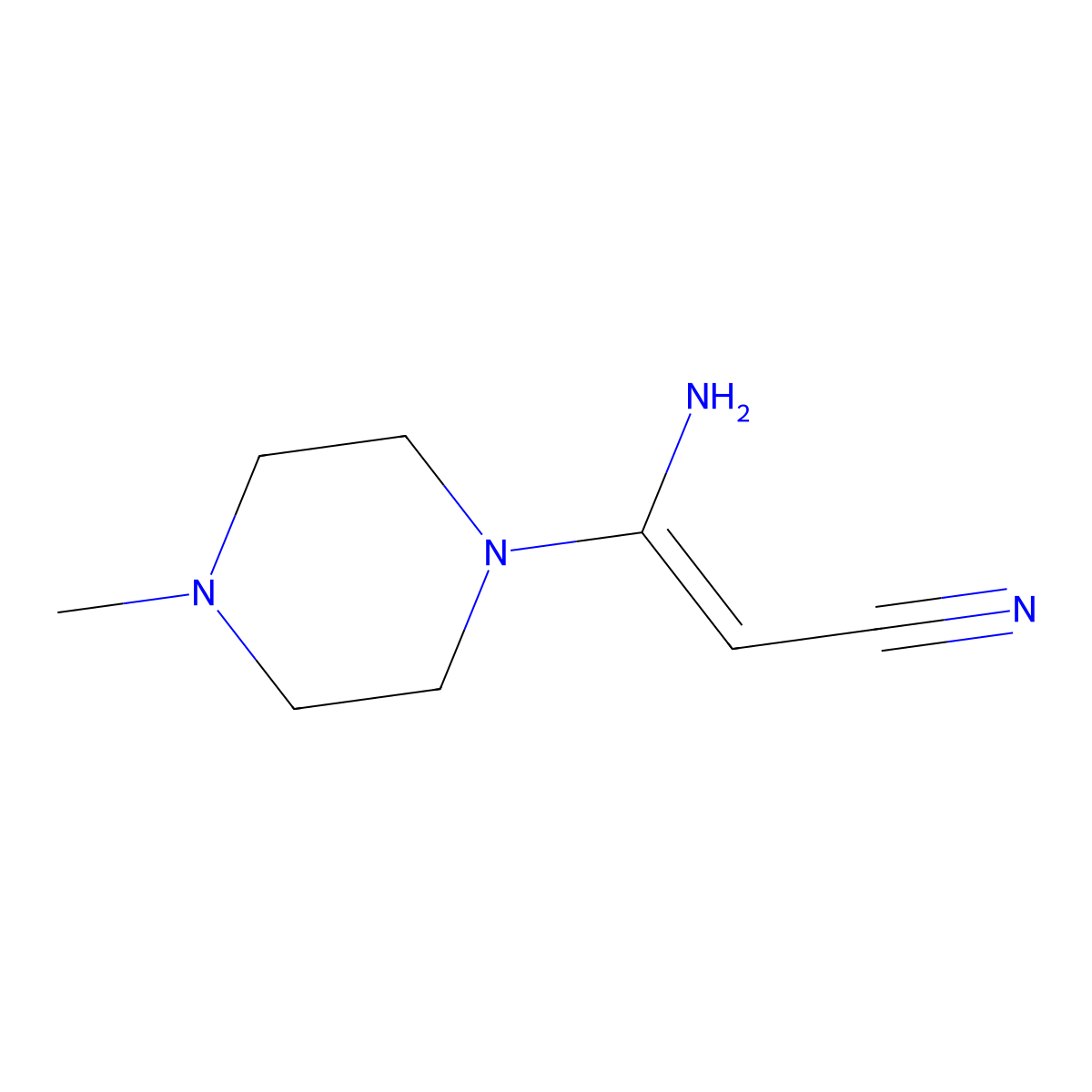 3-Amino-3-(4-methylpiperazino)acrylonitrile molecular structure, CAS 136062-62-9