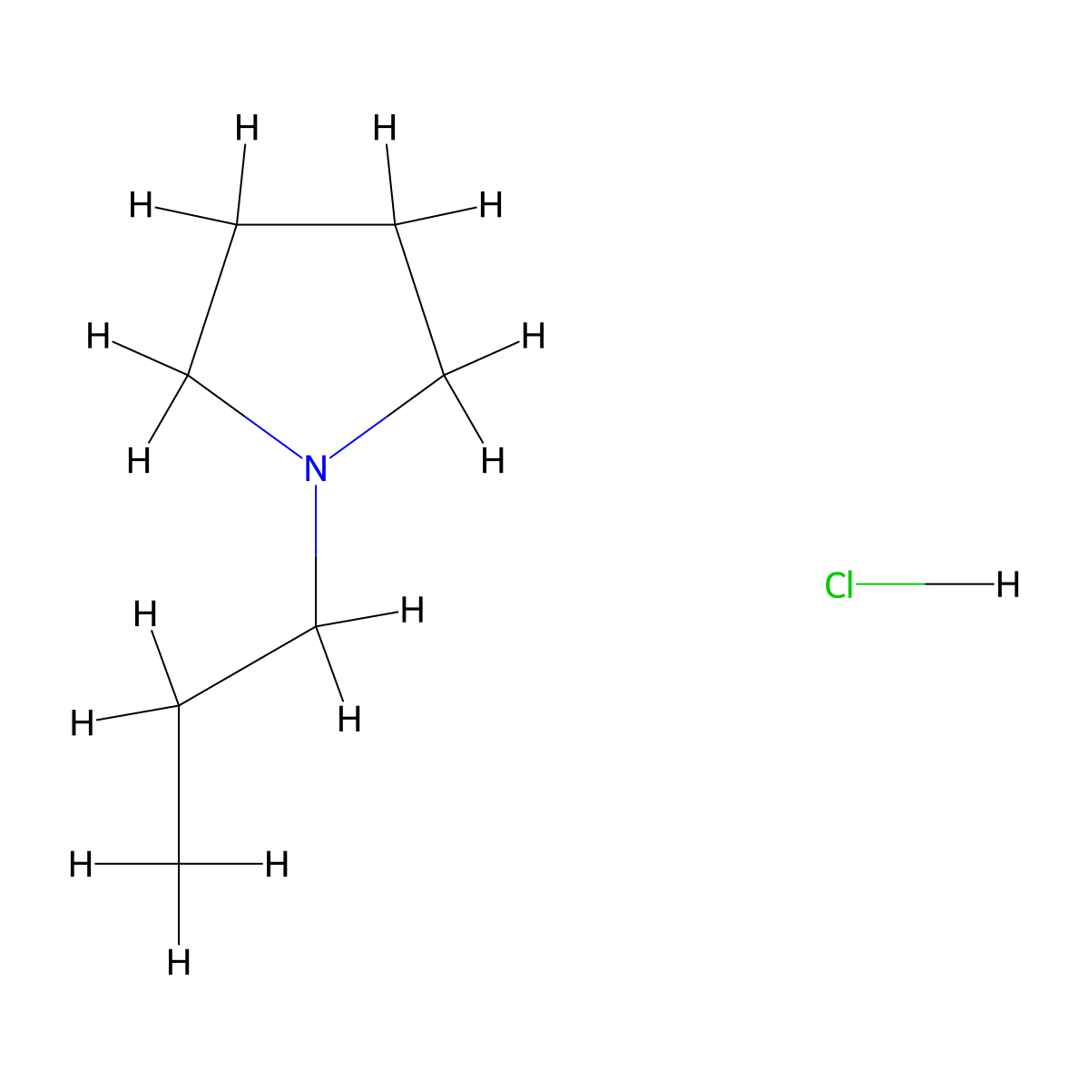 1-Propylpyrrolidine hydrochloride molecular structure, CAS 1360626-95-4