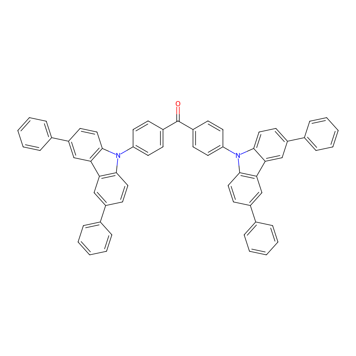 Bis(4-(3,6-diphenyl-9H-carbazol-9-yl)phenyl)methanone molecular structure, CAS 1360642-12-1