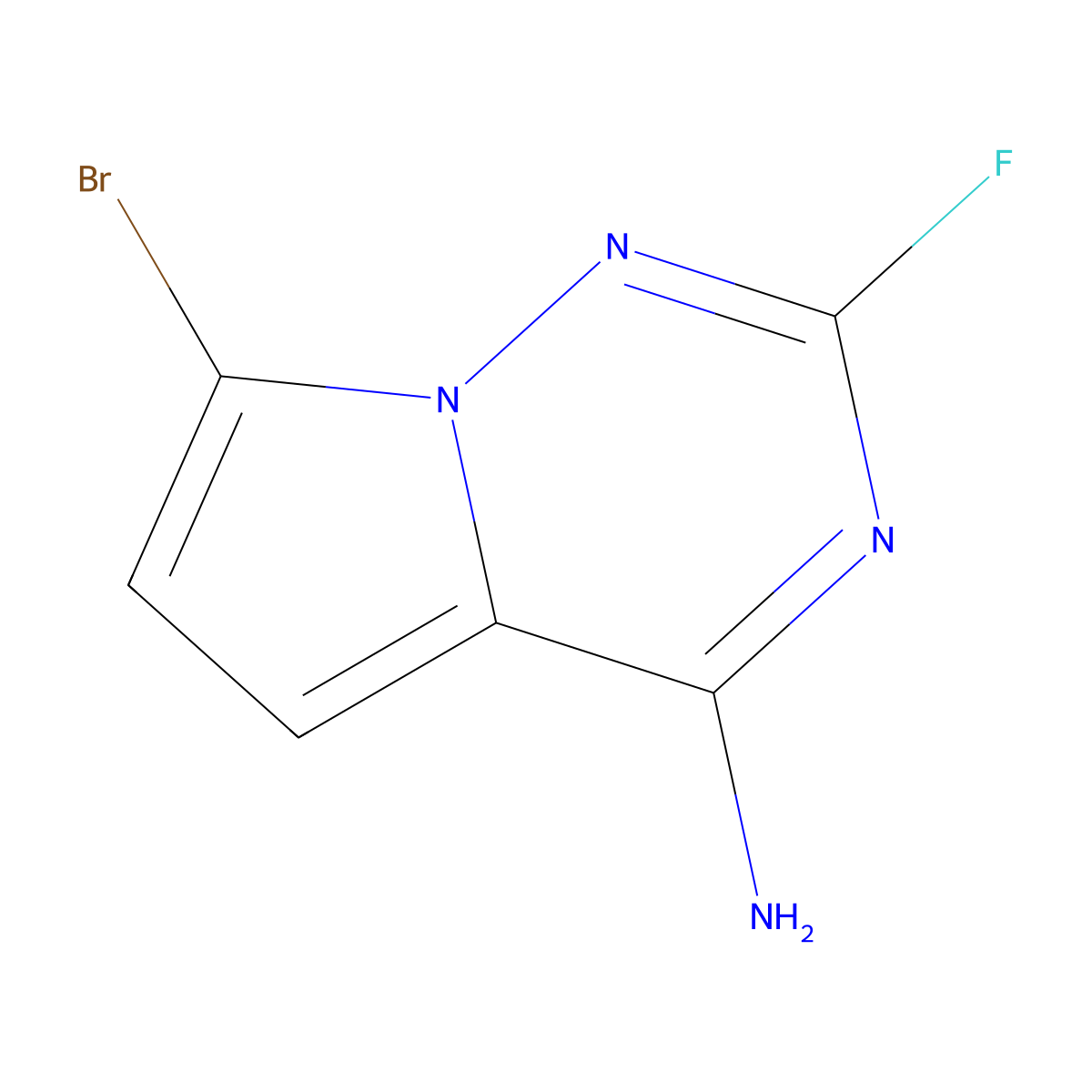 7-Bromo-2-fluoropyrrolo[2,1-f][1,2,4]triazin-4-amine molecular structure, CAS 1360650-52-7