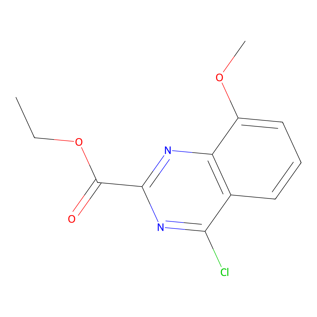 Ethyl 4-chloro-8-methoxyquinazoline-2-carboxylate molecular structure, CAS 1360652-12-5