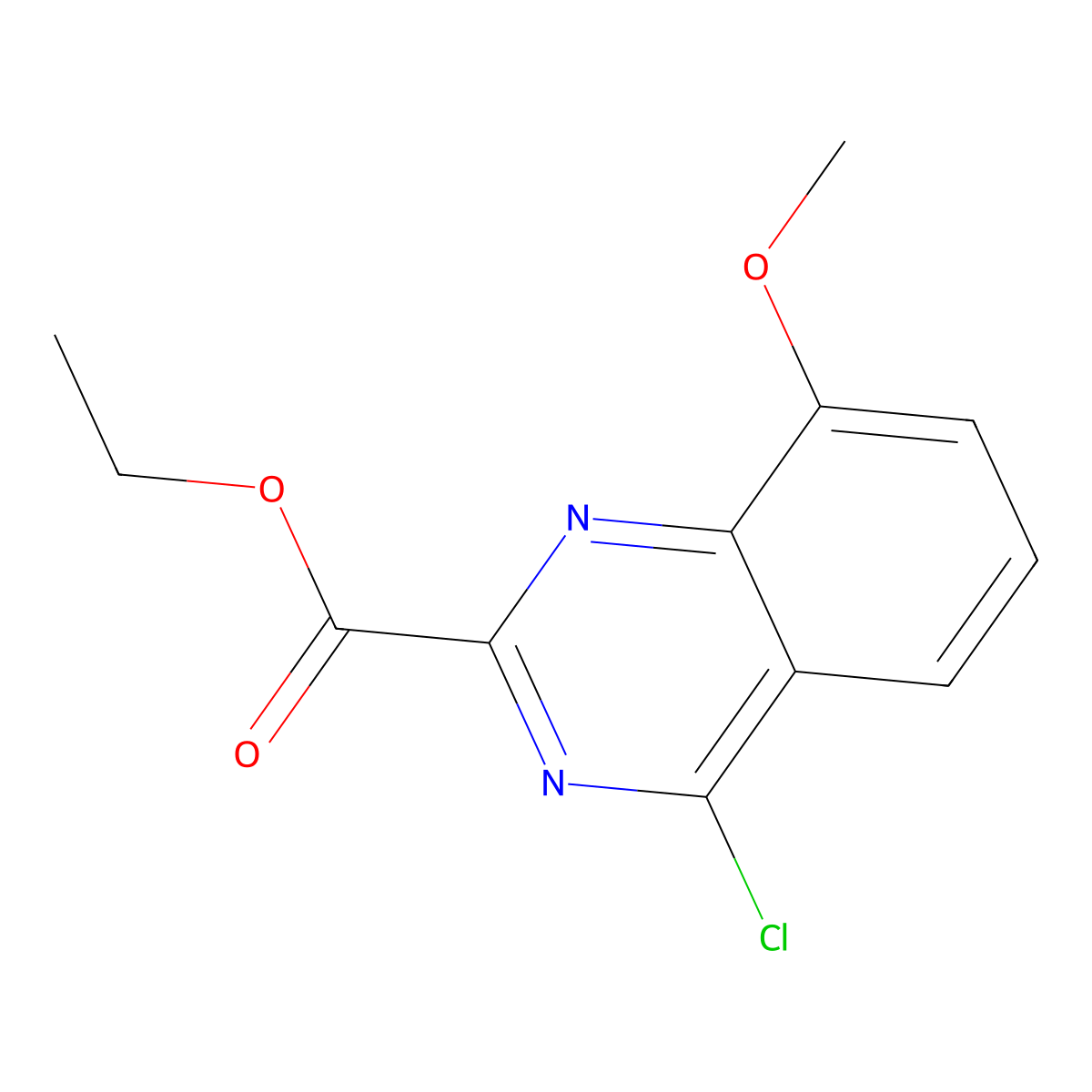 Ethyl 4-chloro-8-methoxyquinazoline-2-carboxylate molecular structure, CAS 1360652-12-5