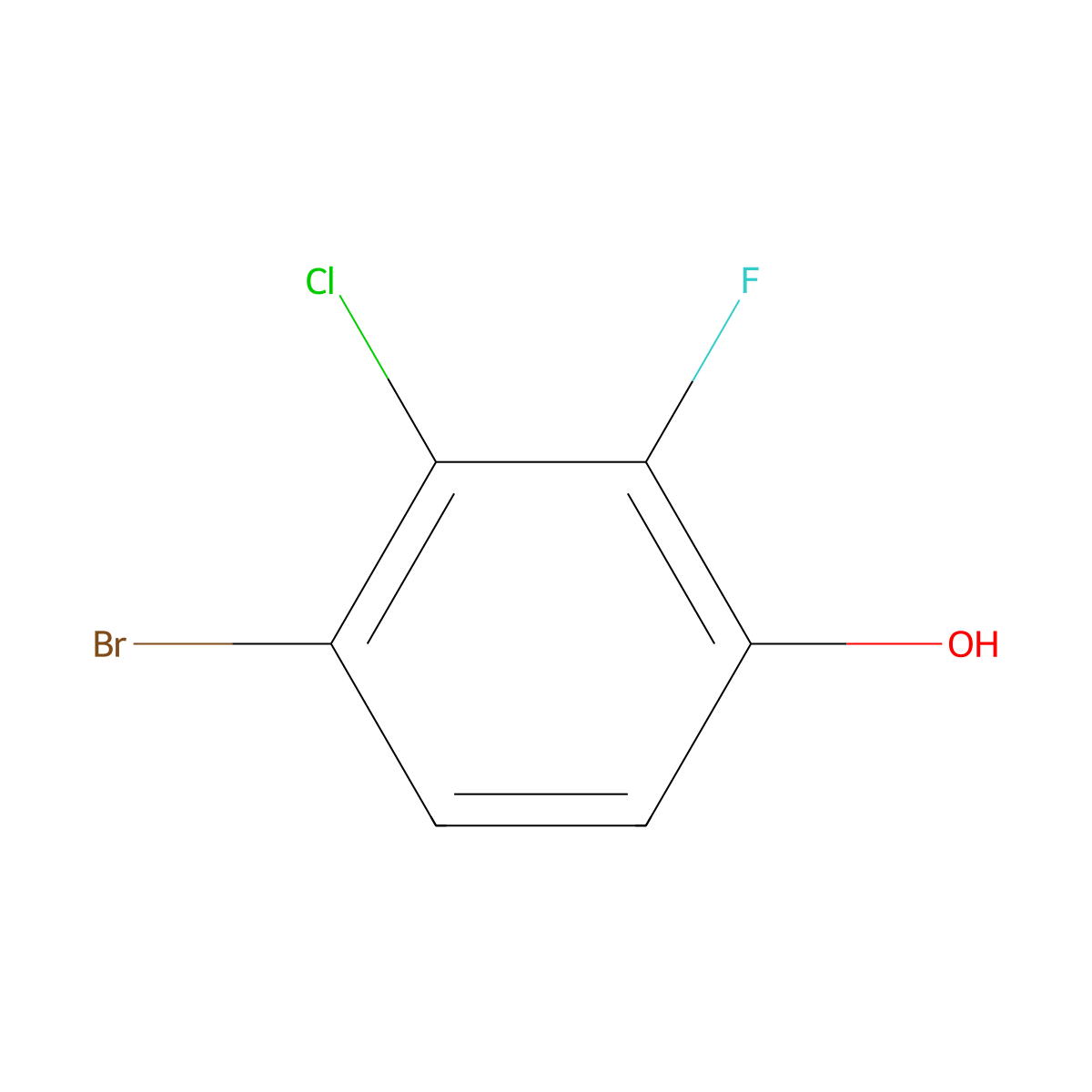 4-Bromo-3-chloro-2-fluorophenol molecular structure, CAS 1360745-16-9