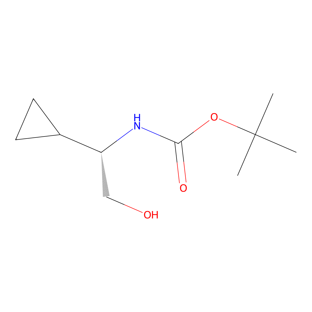 Tert-butyl (S)-(1-cyclopropyl-2-hydroxyethyl)carbamate molecular structure, CAS 1360774-41-9