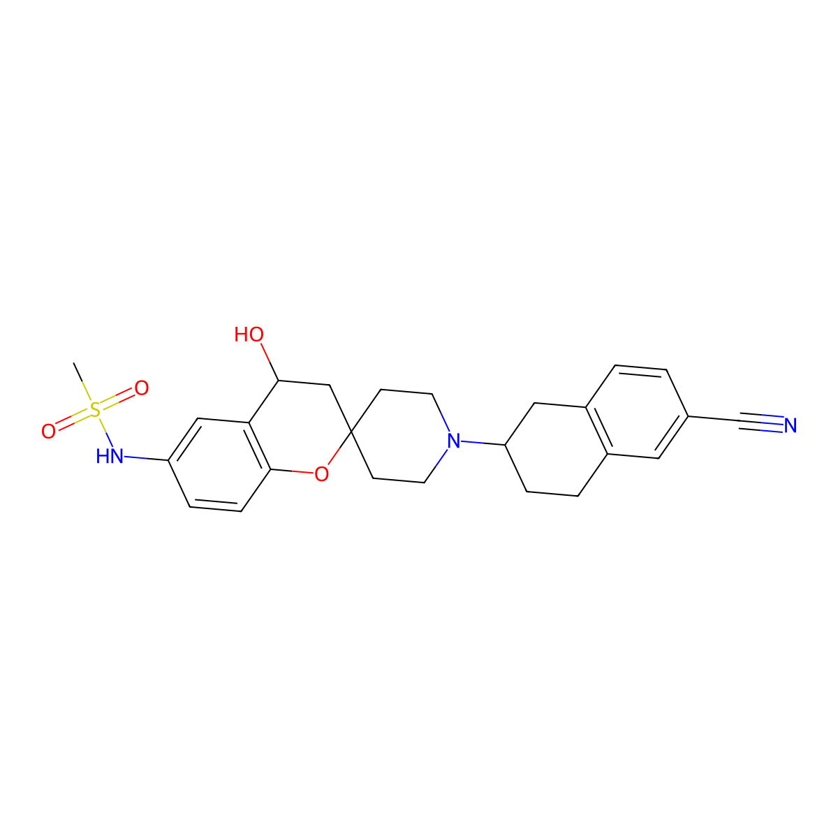 N-[1'-(6-cyano-1,2,3,4-tetrahydronaphthalen-2-yl)-4-hydroxyspiro[3,4-dihydrochromene-2,4'-piperidine]-6-yl]methanesulfonamide molecular structure, CAS 136079-82-8