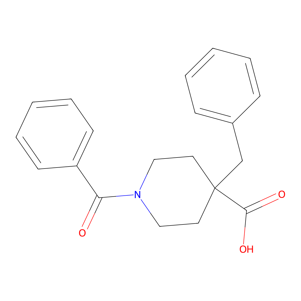 1-Benzoyl-4-benzylpiperidine-4-carboxylic acid molecular structure, CAS 136080-23-4