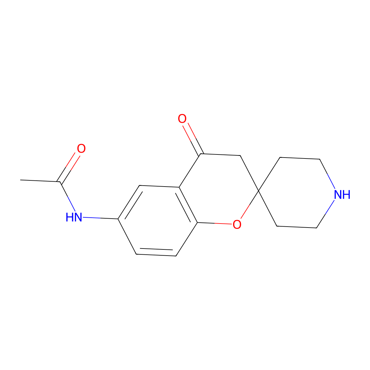 6-acetamidespiro[chromene-2,4'-piperidin]-4-(3H)-one molecular structure, CAS 136080-50-7