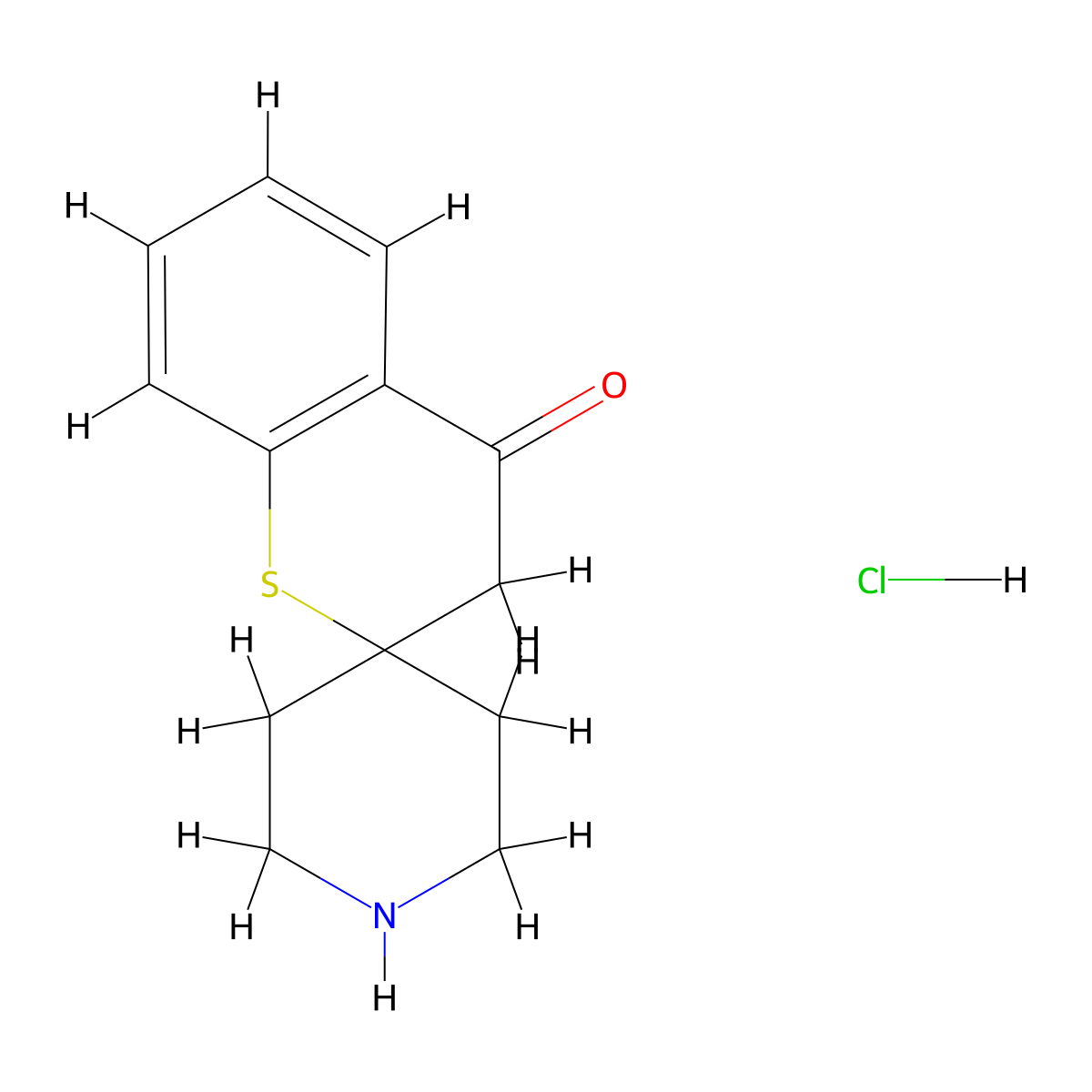Spiro[piperidine-4,2'-thiochroman]-4'-one hcl molecular structure, CAS 136080-62-1