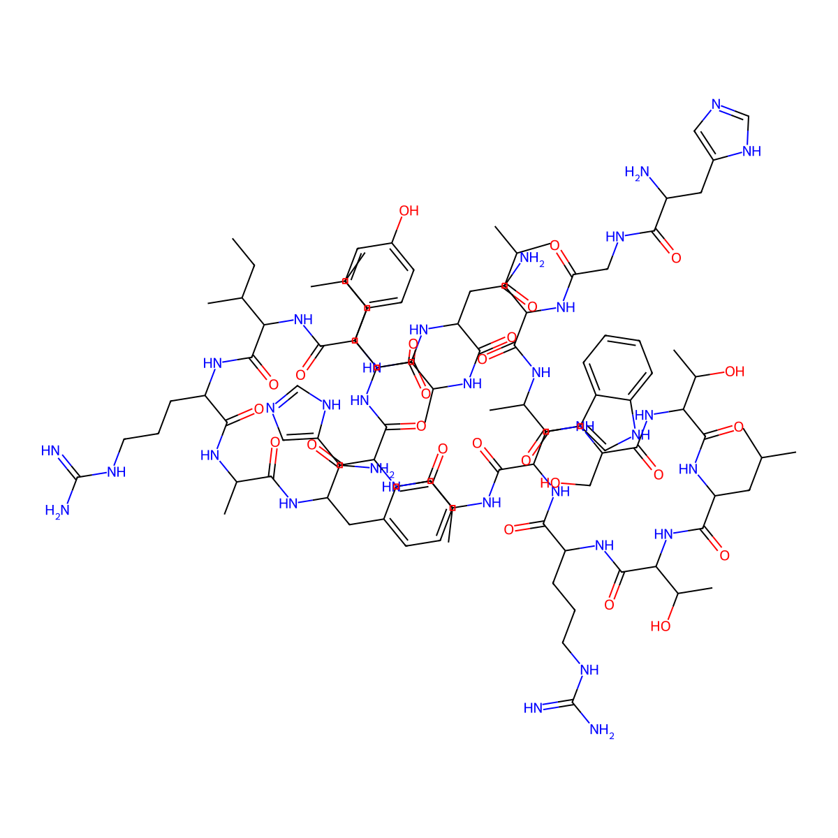 (2S)-2-[[(2S)-2-[[(2S)-2-[[(2S)-2-[[(2S)-2-[[(2S)-2-[[(2S,3R)-2-[[(2S)-2-[[(2S,3R)-2-[[(2S)-2-[[(2S)-2-[[(2S)-2-[[2-[[(2S)-2-amino-3-(1H-imidazol-5-yl)propanoyl]amino]acetyl]amino]-4-methylpentanoyl]amino]propanoyl]amino]-3-hydroxypropanoyl]amino]-3-hydroxybutanoyl]amino]-4-methylpentanoyl]amino]-3-hydroxybutanoyl]amino]-5-carbamimidamidopentanoyl]amino]-3-(1H-indol-3-yl)propanoyl]amino]propanoyl]amino]-3-(1H-imidazol-5-yl)propanoyl]amino]-3-(4-hydroxyphenyl)propanoyl]amino]-N-[(2S)-1-[[(2S)-1-[[(2S,3S)-1-[[(2S)-1-[[(2S)-1-[[(2S)-1-amino-1-oxo-3-phenylpropan-2-yl]amino]-1-oxopropan-2-yl]amino]-5-carbamimidamido-1-oxopentan-2-yl]amino]-3-methyl-1-oxopentan-2-yl]amino]-4-methyl-1-oxopentan-2-yl]amino]-1-oxopropan-2-yl]butanediamide molecular structure, CAS 1360823-60-4