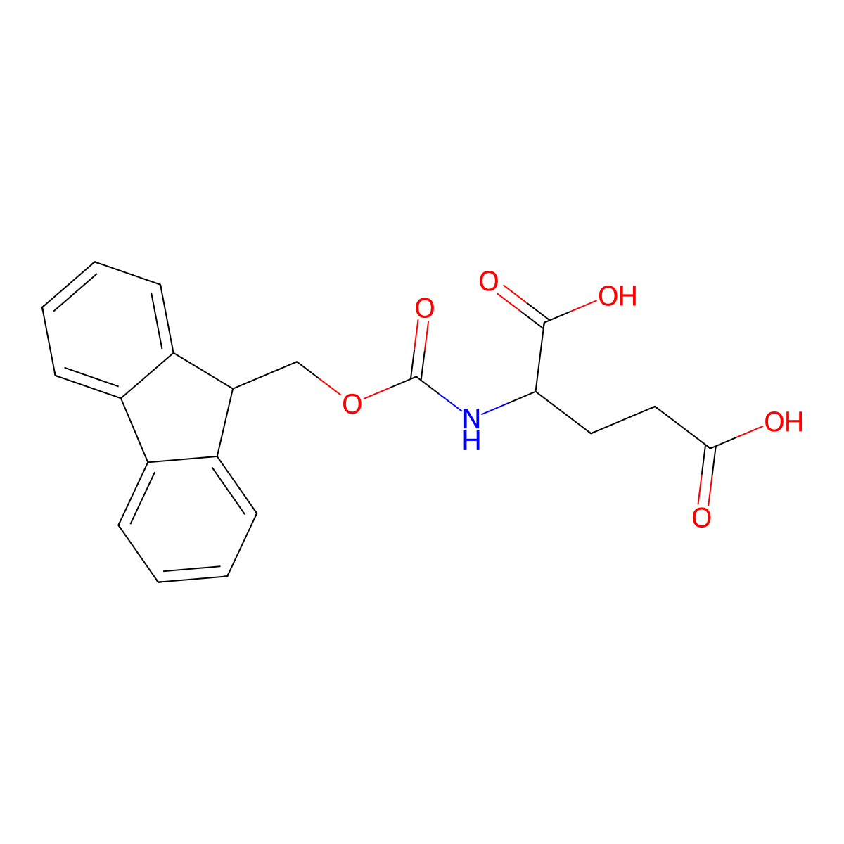 2-((((9H-fluoren-9-yl)methoxy)carbonyl)amino)pentanedioic acid molecular structure, CAS 136083-74-4