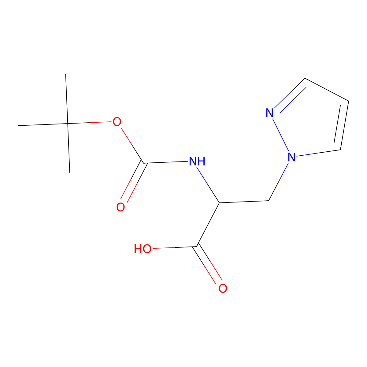 DL-N-Boc-3-pyrazol-1-YL-alanine molecular structure, CAS 136086-12-9