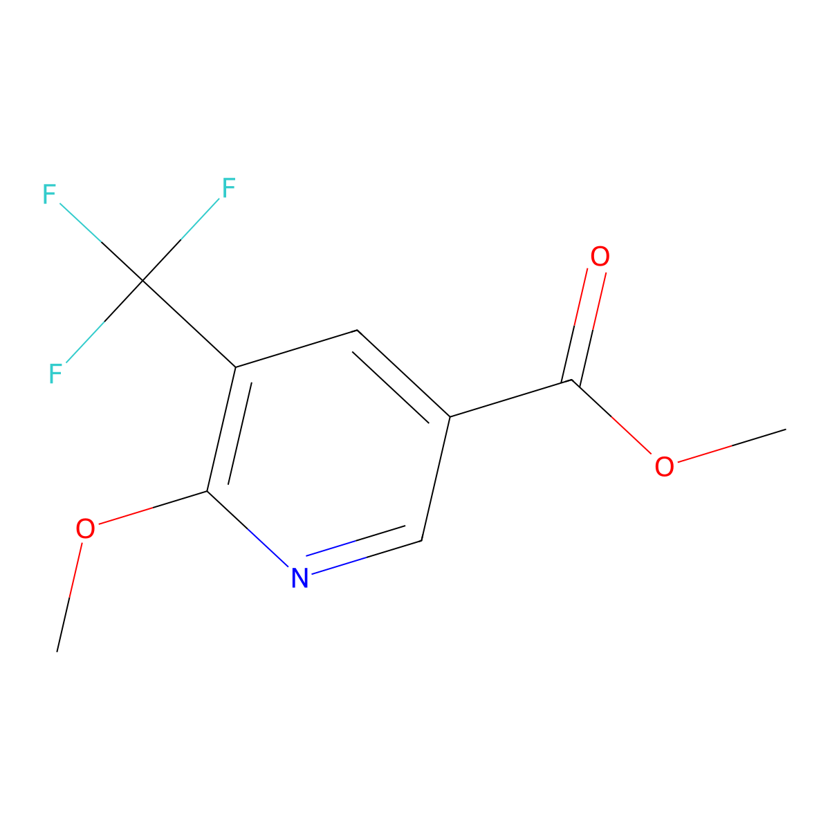 Methyl 6-methoxy-5-(trifluoromethyl)nicotinate molecular structure, CAS 1360883-19-7