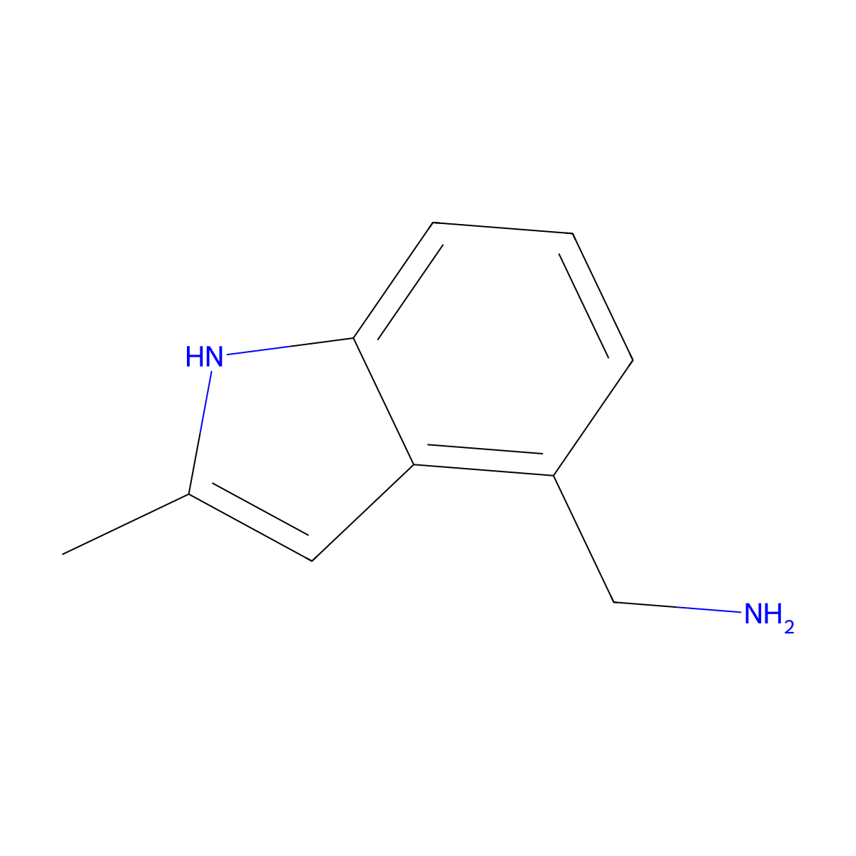 (2-methyl-1H-indol-4-yl)methanamine molecular structure, CAS 1360883-23-3