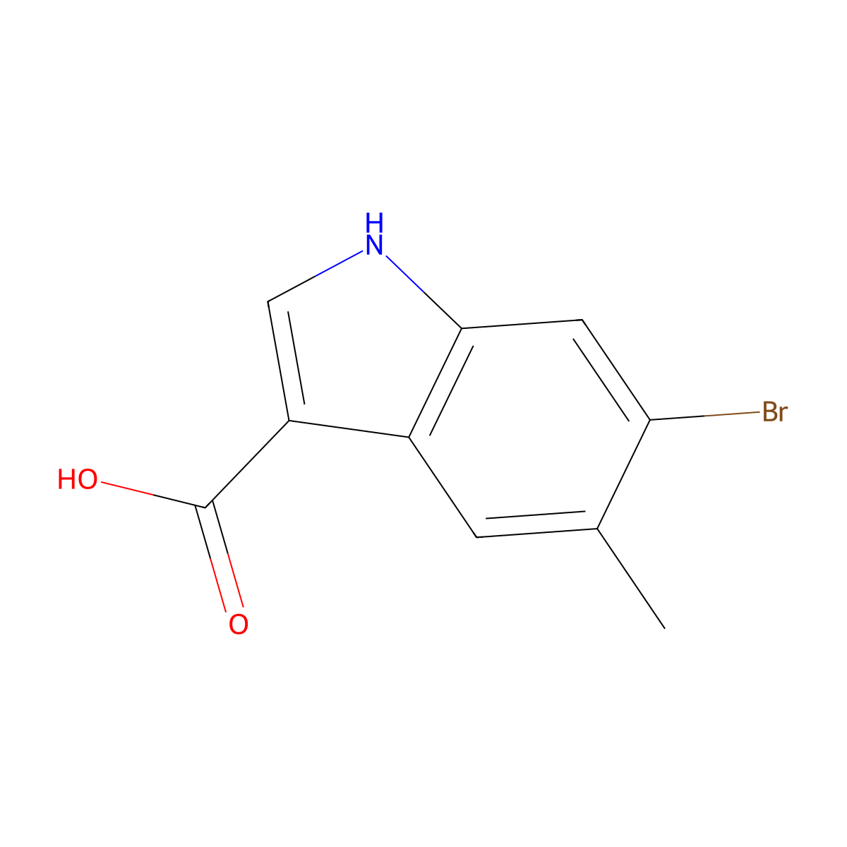 6-bromo-5-methyl-1H-Indole-3-carboxylic acid molecular structure, CAS 1360883-72-2
