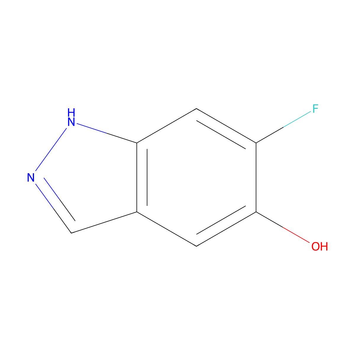 6-fluoro-1H-indazol-5-ol molecular structure, CAS 1360884-19-0
