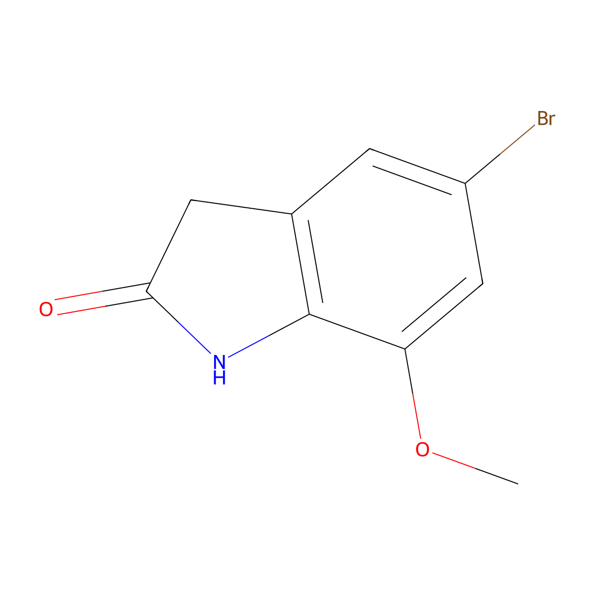 5-bromo-7-methoxy-2,3-dihydro-1H-indol-2-one molecular structure, CAS 1360886-58-3