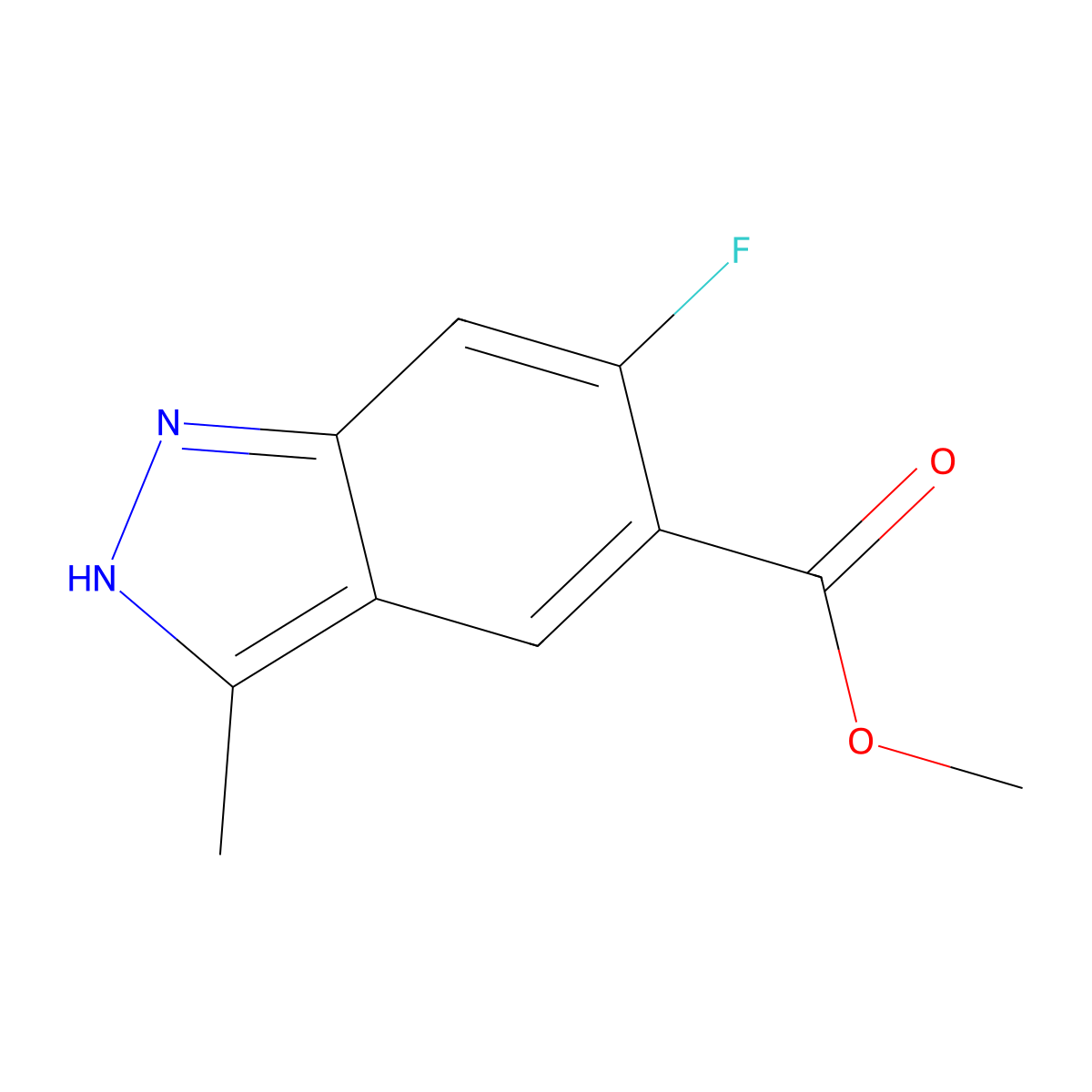 methyl 6-fluoro-3-methyl-1H-indazole-5-carboxylate molecular structure, CAS 1360886-61-8