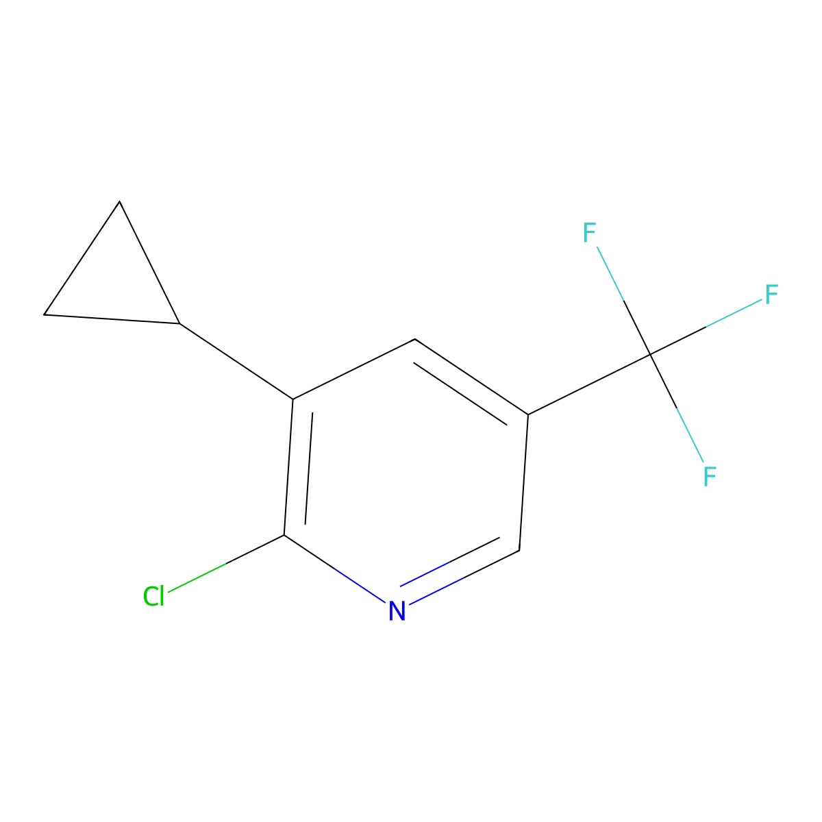 2-Chloro-3-cyclopropyl-5-(trifluoromethyl)pyridine molecular structure, CAS 1360886-85-6