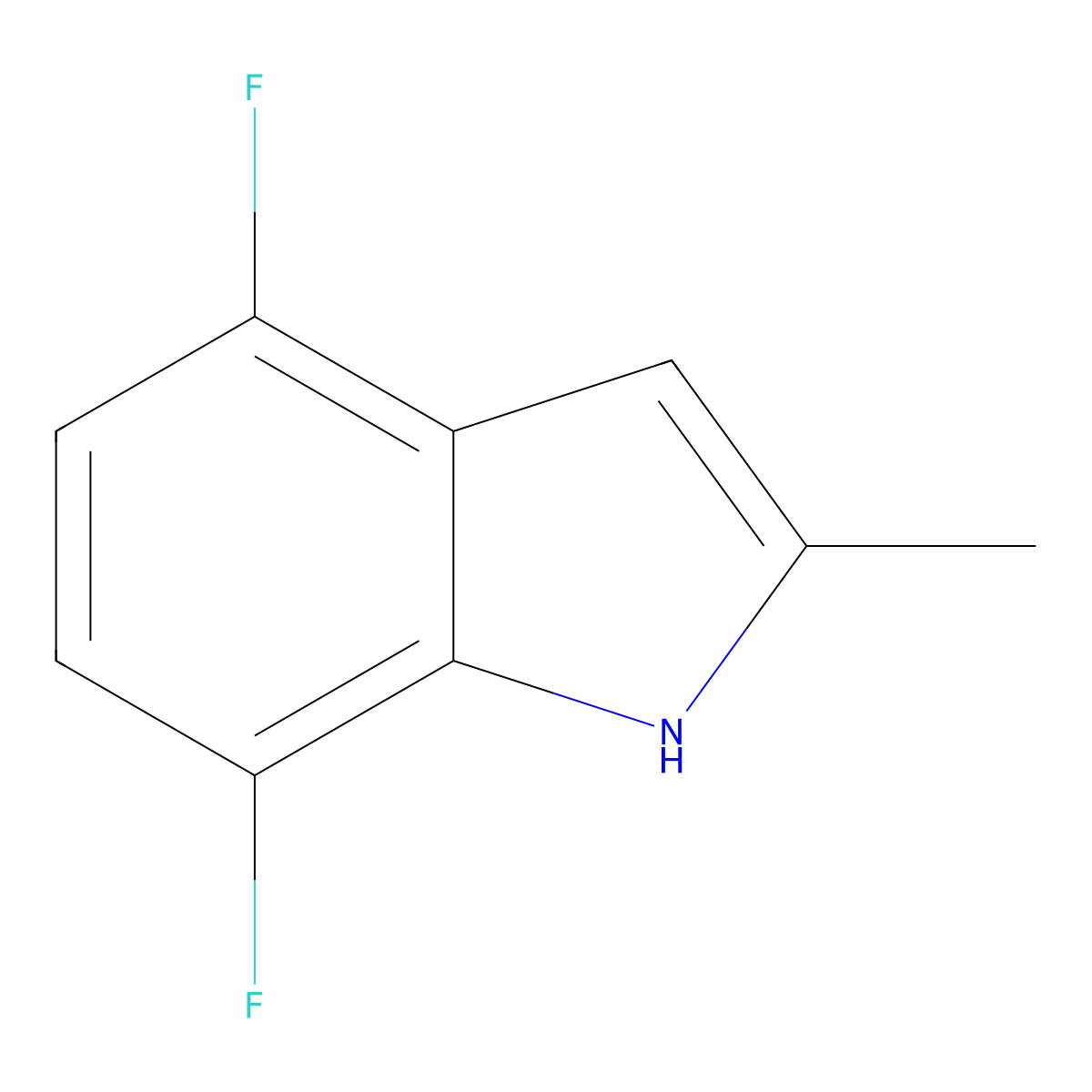 4,7-difluoro-2-methyl-1H-indole molecular structure, CAS 1360887-10-0