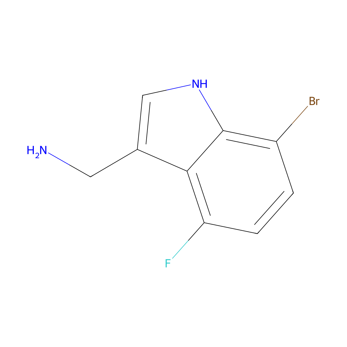 (7-Bromo-4-fluoro-1H-indol-3-yl)methanamine molecular structure, CAS 1360888-48-7