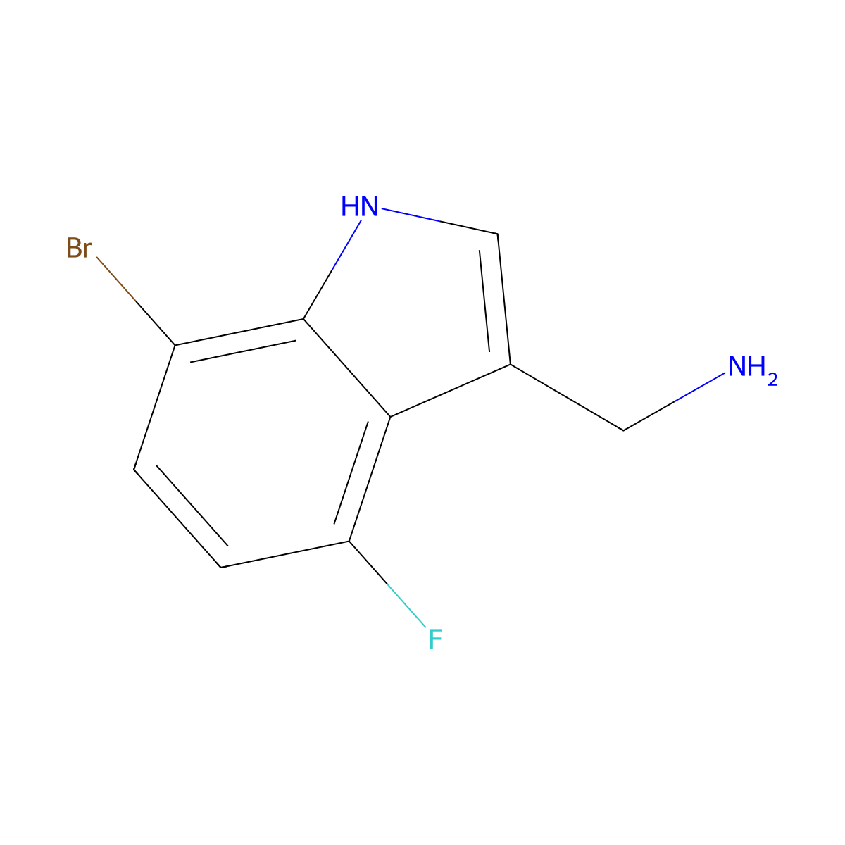 (7-Bromo-4-fluoro-1H-indol-3-yl)methanamine molecular structure, CAS 1360888-48-7