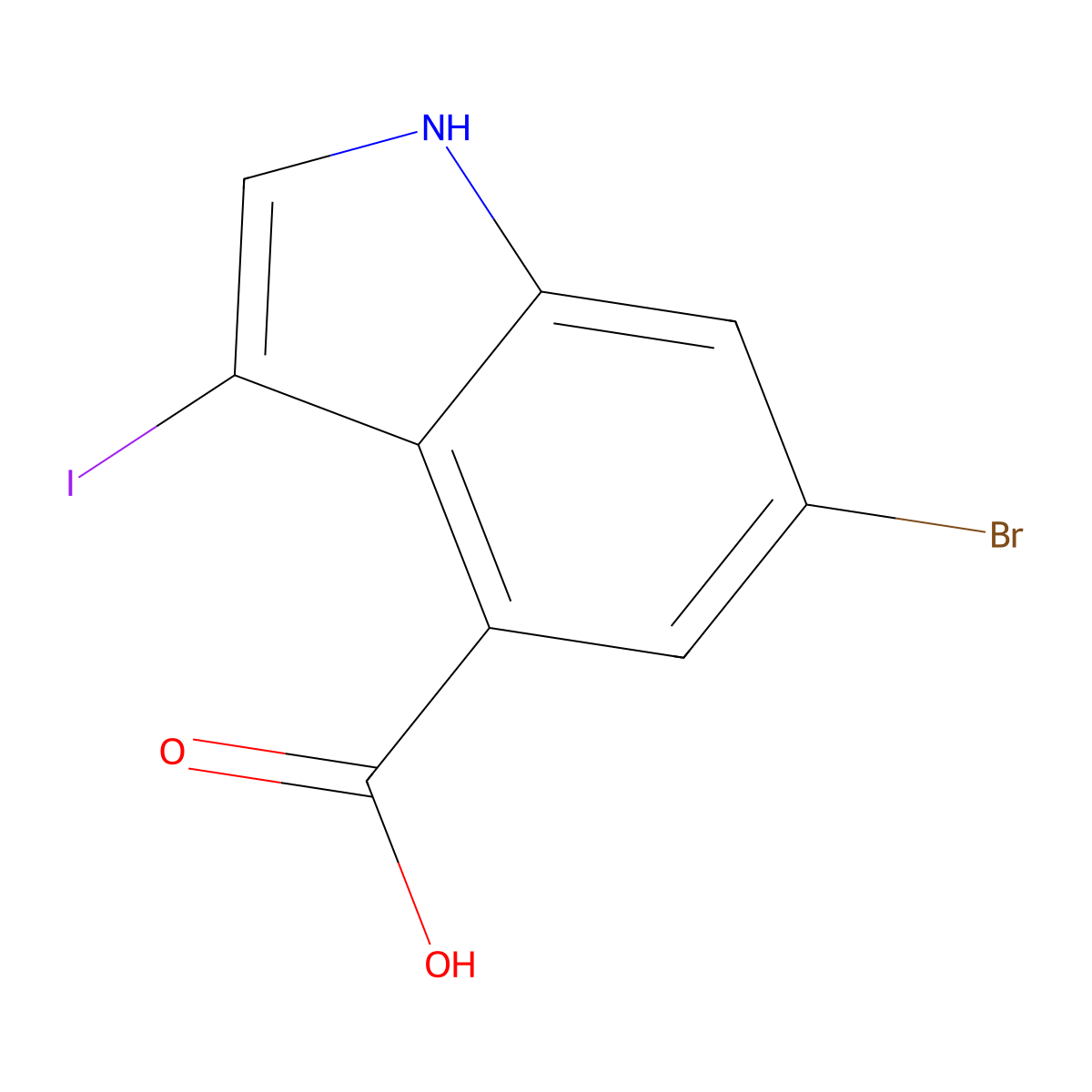 6-bromo-3-iodo-1H-indole-4-carboxylic acid molecular structure, CAS 1360891-03-7