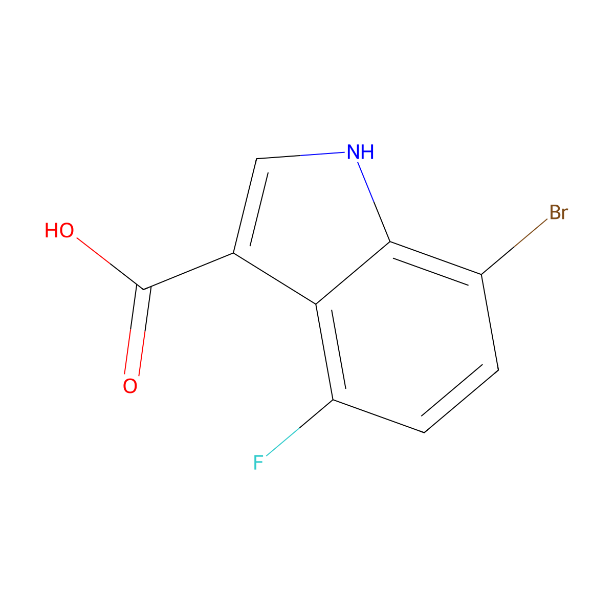 7-Bromo-4-fluoro-1H-indole-3-carboxylic acid molecular structure, CAS 1360891-51-5
