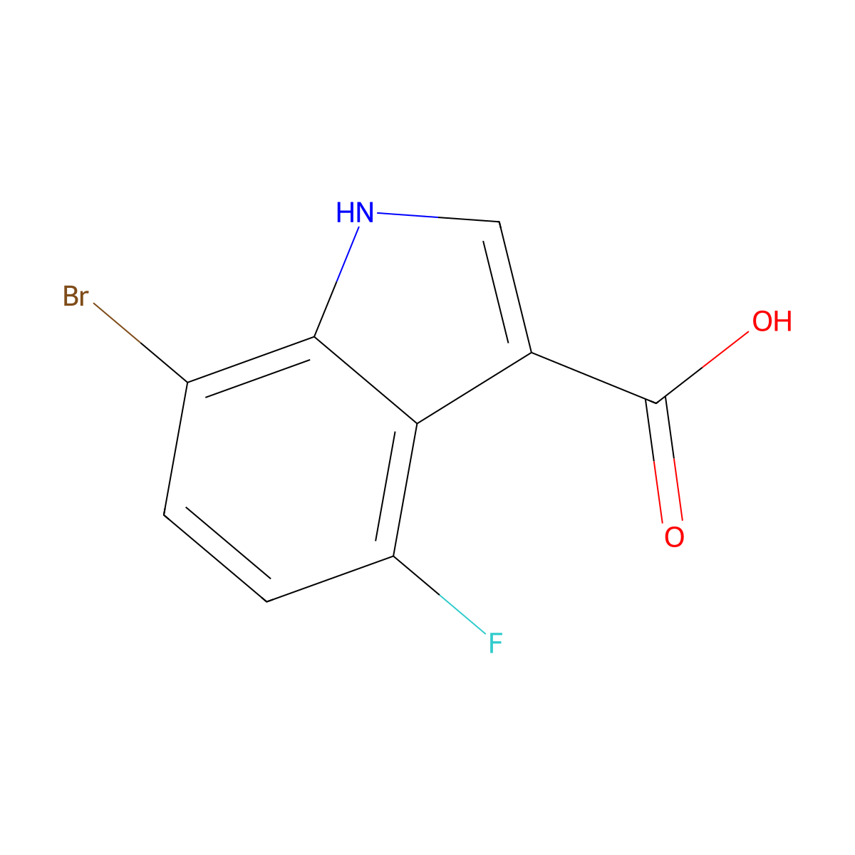 7-Bromo-4-fluoro-1H-indole-3-carboxylic acid molecular structure, CAS 1360891-51-5