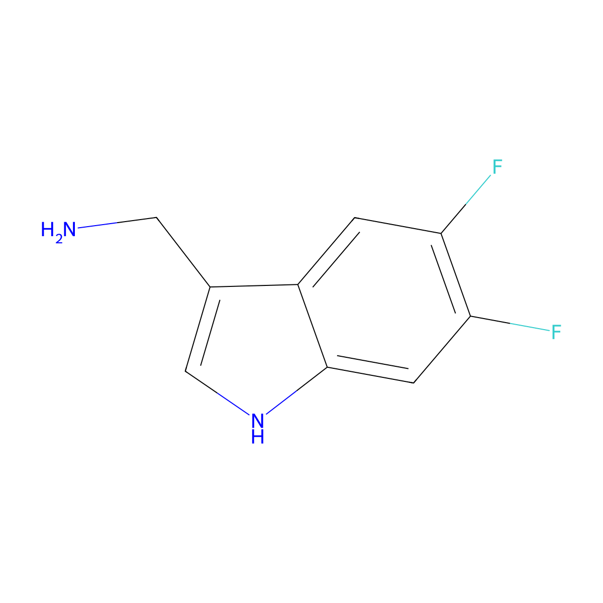 1-(5,6-difluoro-1H-indol-3-yl)methanamine molecular structure, CAS 1360891-58-2
