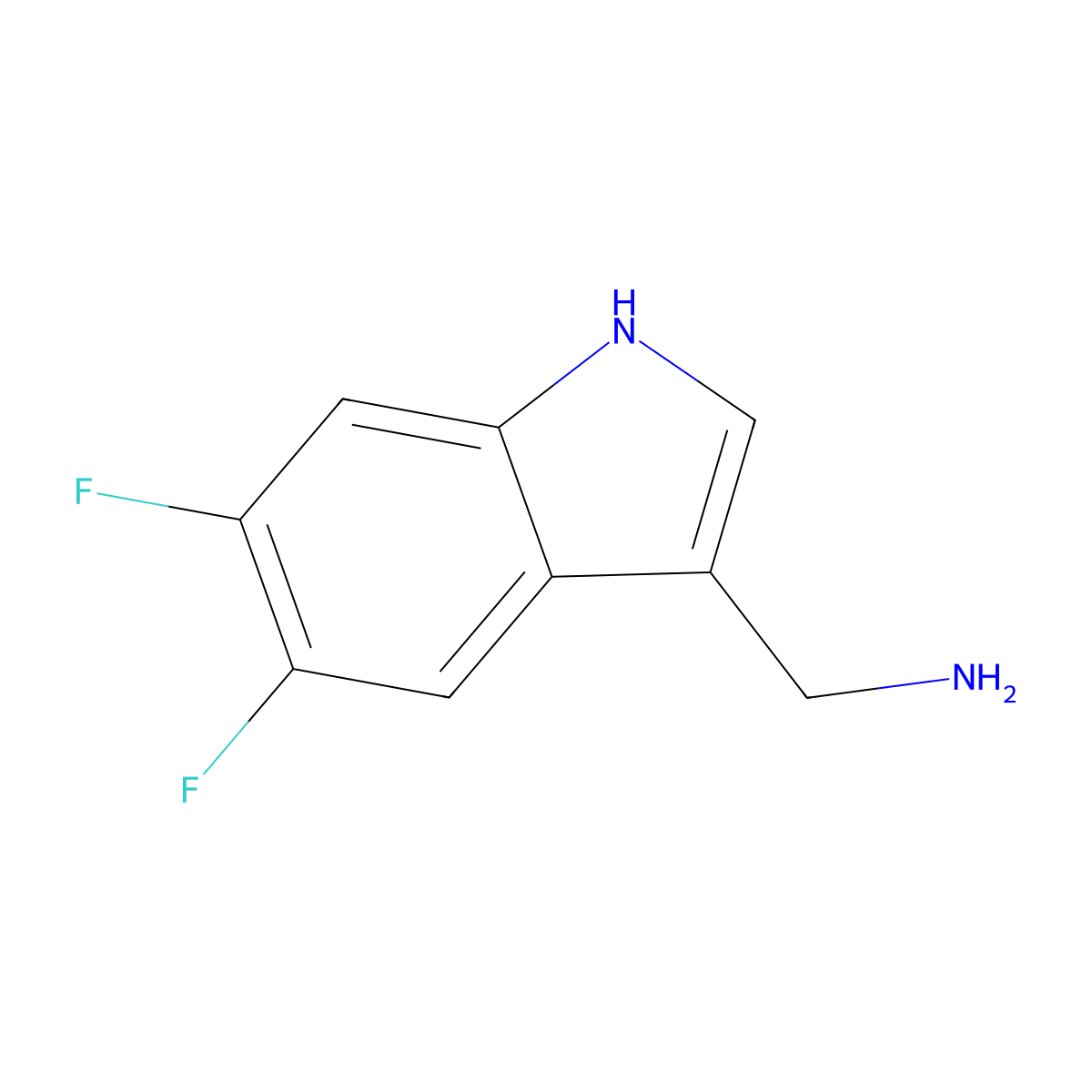 1-(5,6-difluoro-1H-indol-3-yl)methanamine molecular structure, CAS 1360891-58-2